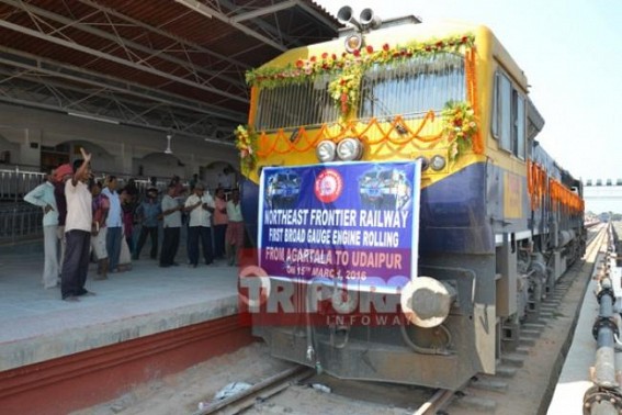 Agartala-Udaipur first broad gauge engine chugs into soil of Udaipur: Huge enthusiasm observed among the people